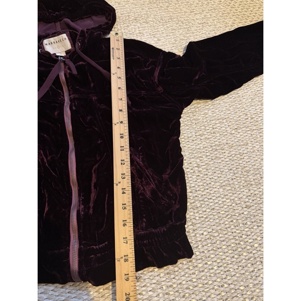 marrakech anthropologie Burgundy Velvet‎ Jacket Hoodie Romantic Vampire Goth XS - Picture 9 of 11